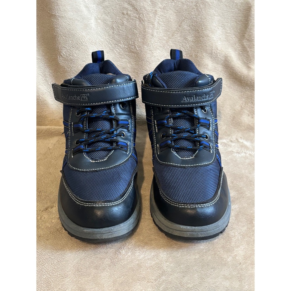 Avalanche Kids Navy Blue Hiking Boots Mid Top Lace Up Strap Shoes Size 4